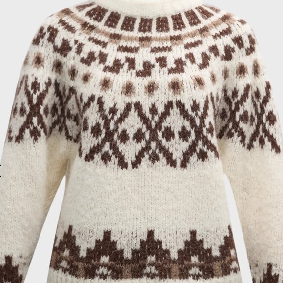 FRAME NWT WHITE ALPACA FAIR ISLE SWEATER SIZE L - Picture 1 of 14